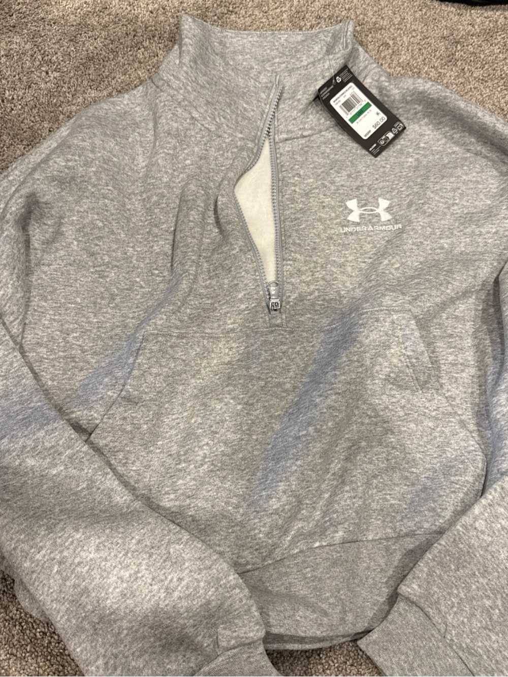 Under Armour Men's Light Heather Gray Half-Zip Pullover